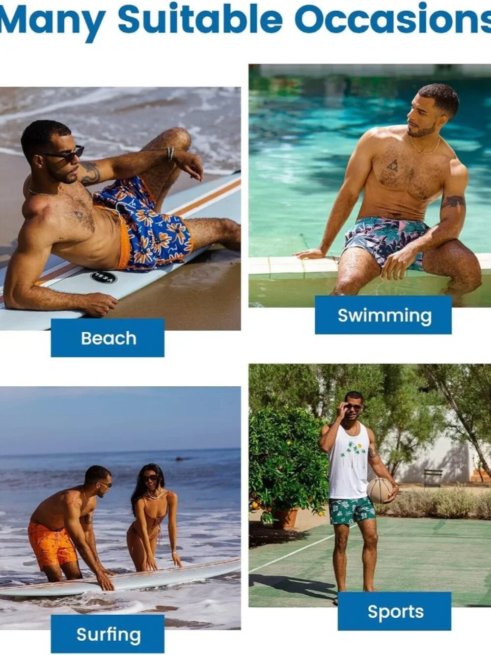 Mens Swim Trunks with Compression Liner 5 Inch, Quick Dry Bathing Suit with Zipp